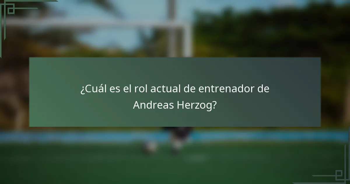 ¿Cuál es el rol actual de entrenador de Andreas Herzog?