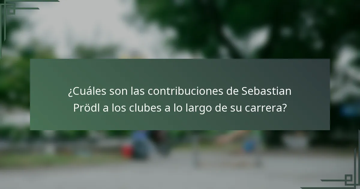 ¿Cuáles son las contribuciones de Sebastian Prödl a los clubes a lo largo de su carrera?