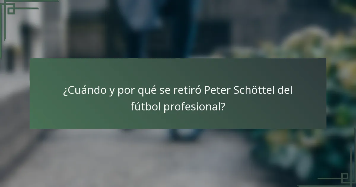 ¿Cuándo y por qué se retiró Peter Schöttel del fútbol profesional?