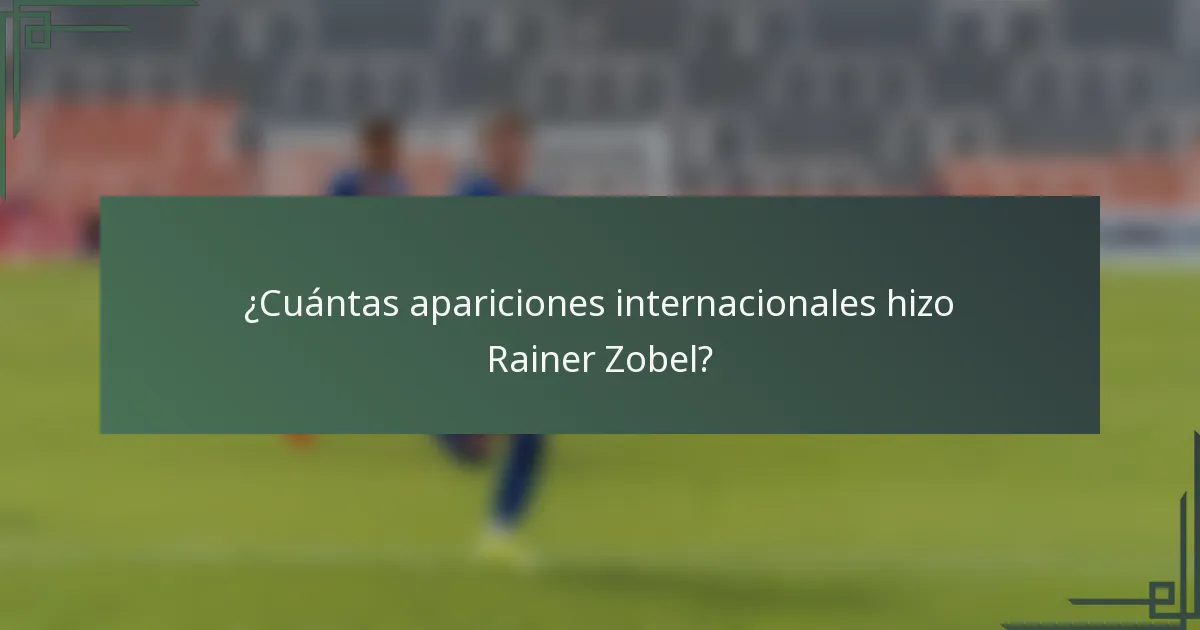 ¿Cuántas apariciones internacionales hizo Rainer Zobel?