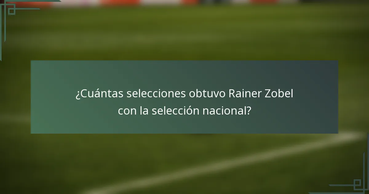¿Cuántas selecciones obtuvo Rainer Zobel con la selección nacional?