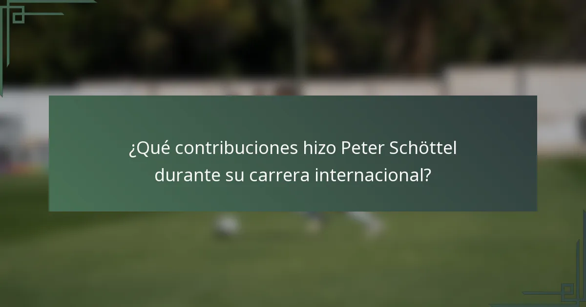 ¿Qué contribuciones hizo Peter Schöttel durante su carrera internacional?