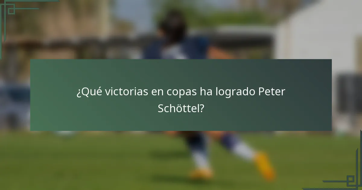 ¿Qué victorias en copas ha logrado Peter Schöttel?